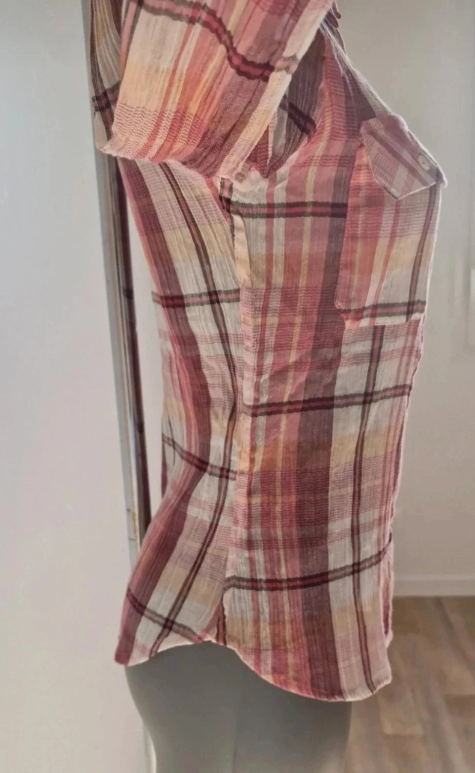 Chemise Mango à carreaux rouge/beige T36 – neuve avec étiquette (modèle rare) – photo 8